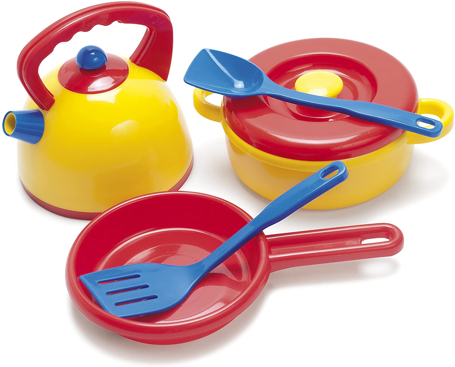 Dantoy Kettle and Pot Set, Role Play Set including 7 Pieces Including Utensils Pretend Play Toys for Kids - Multi-Colour