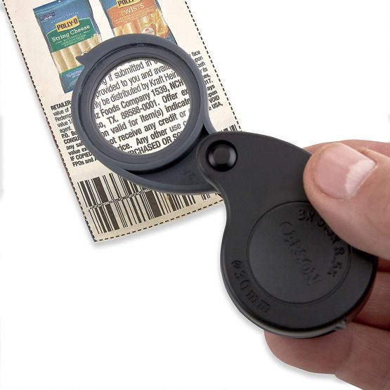 Carson TV-36 3x/5.5x/8.5x TriView Folding Loupe with Built-In Case, Black - Image 4