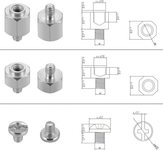 Poppstar PC case motherboard screw kit (M.2 SSD/NVMe mounting) - set of 10 computer/laptop screws + 10 M.2 ssd standoffs (5 long, 5 short) - Image 2