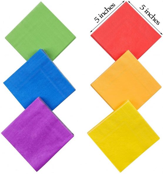 Whaline 120 Pieces Multicolor Rainbow Cocktail Paper Napkin Beverage Luncheon Napkins 2 Ply for Party Decoration - Image 2