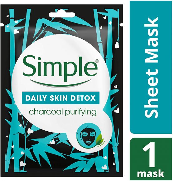 Simple Face Mask, Daily Skin Detox Charcoal Face Mask, Purifying , Korean Face Mask, Sheet Mask (Pack of 4) - Image 4