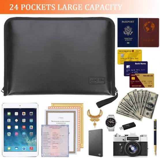 Fireproof File Organiser, Expanding File Folder Fireproof and Waterproof Document Bag with Fire Resistant Zipper, Portable Files Organisers A4 for Bills and Valuables Storage Protection(13 Pockets) - Image 3