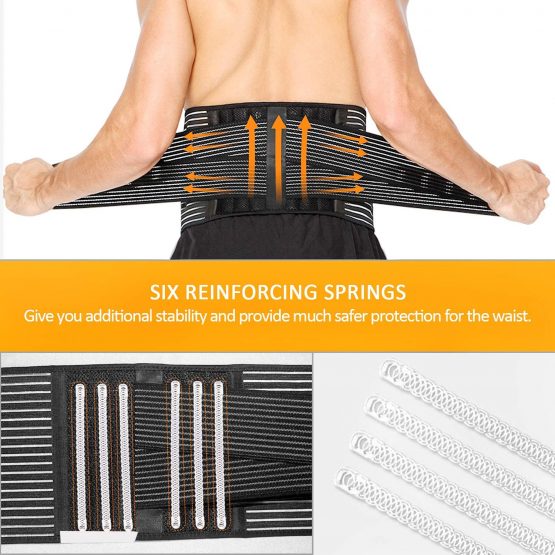 Low Back Support Belt - Lumbar Support Brace with Reinforcing Springs and Dual Adjustment Straps - Pain Relief and Injury Prevention (M/L - Waist 71cm to 121cm) - Image 3