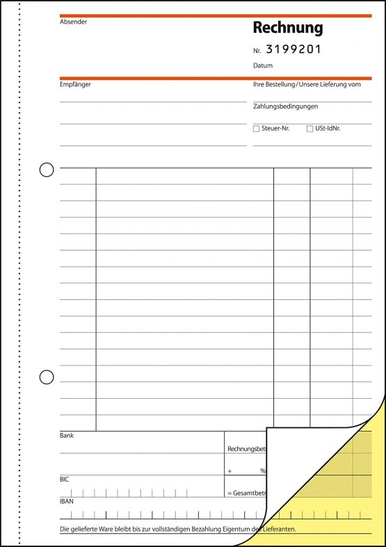 Sigel SD131 Invoices with Consecutive Numbering 1st and 2nd Printed sheets, non carbon duplicating pages, A 5 2 x 50 BL - Image 2
