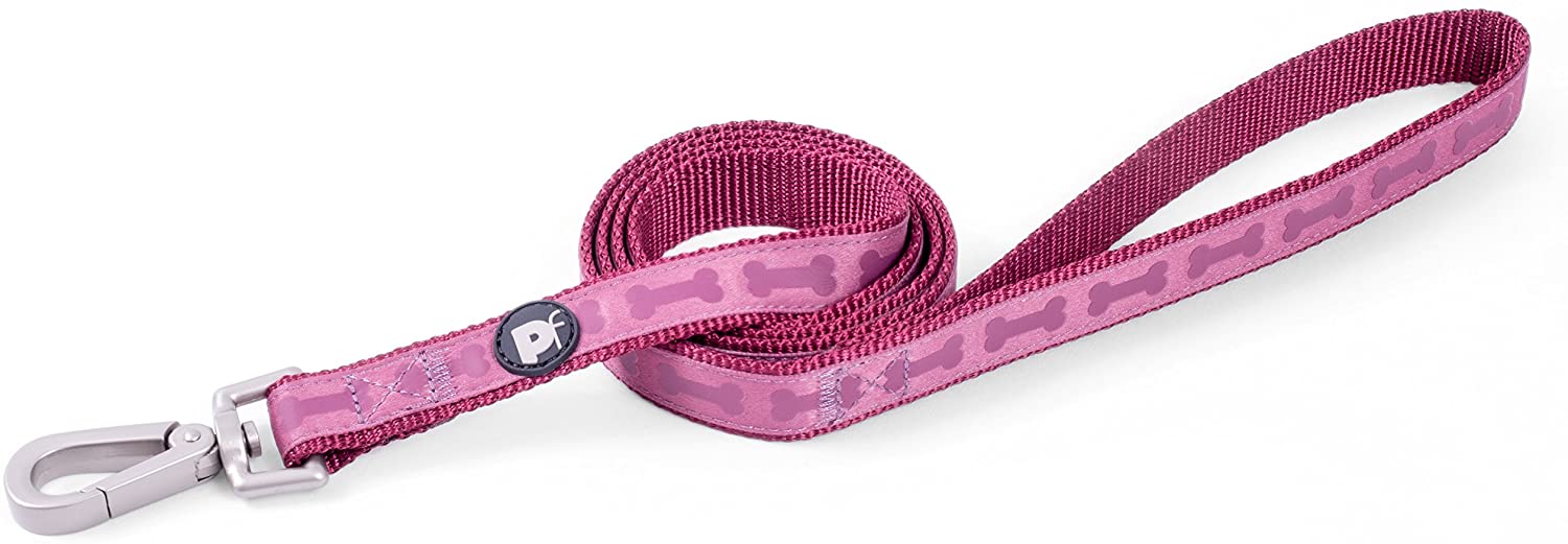 Petface Tonal Bones Print Dog Lead, Medium, Country Berry, Tonal Dots - Red, Small