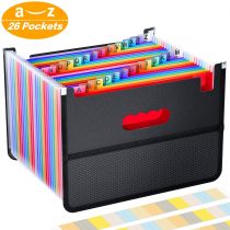 26 Pockets Expanding File Organisers,A4 Filing Boxes Document Organiser,Expandable File Folder with Mesh Bag,Accordion Desk Folders Expander,Portable Files Wallets Plastic Documents Bills Storage Box