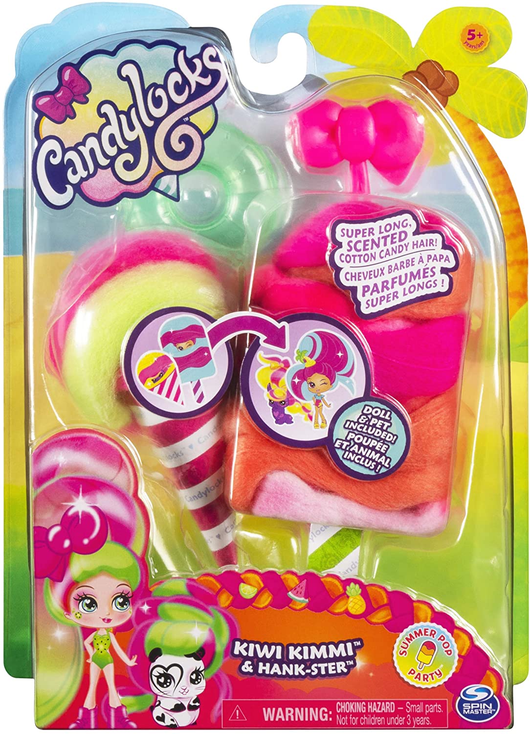 Candylocks 2-Pack, Kiwi Kimmi 7.5-cm Scented Collectible Doll and Pet with Accessories, Grey - Image 2
