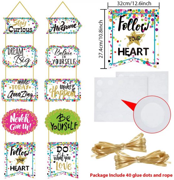 Classroom Decoration Banner Motivation Positive Porch Sign Confetti Positive Sayings Accents for Classroom Bulletin Board Decorations, Office, Home, Nursery Decoration - Image 3