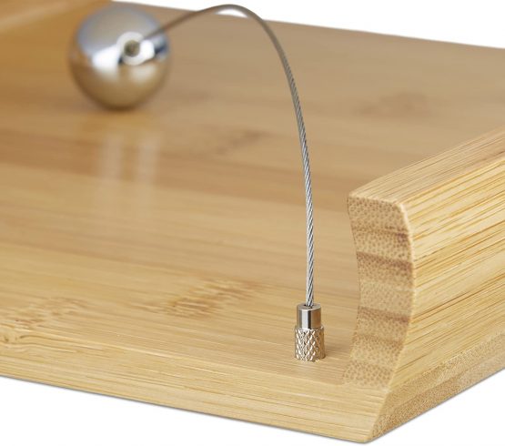 Relaxdays Bamboo Napkin Holder, HxWxD: 3.7 x 21.7 x 21.7 cm, Ball as Weight, Wood, Napkin Stand, Natural Brown - Image 4