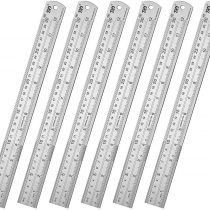 Classic Ruler 12 Inch Stainless Steel Ruler Straight Edge Metal Rulers for Measuring Tool 6 Pack Set