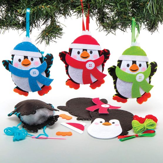 Baker Ross AT238 Penguin Decoration Sewing Kits, Christmas Arts and Crafts (Pack of 3), Assorted