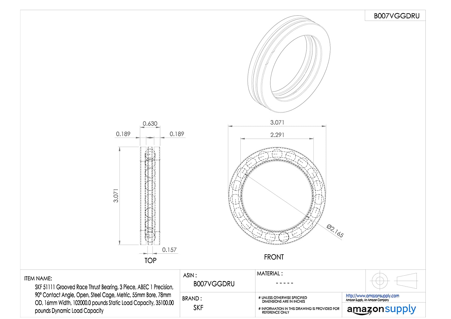 SKF 51111 Thrust Ball Bearing - Image 2