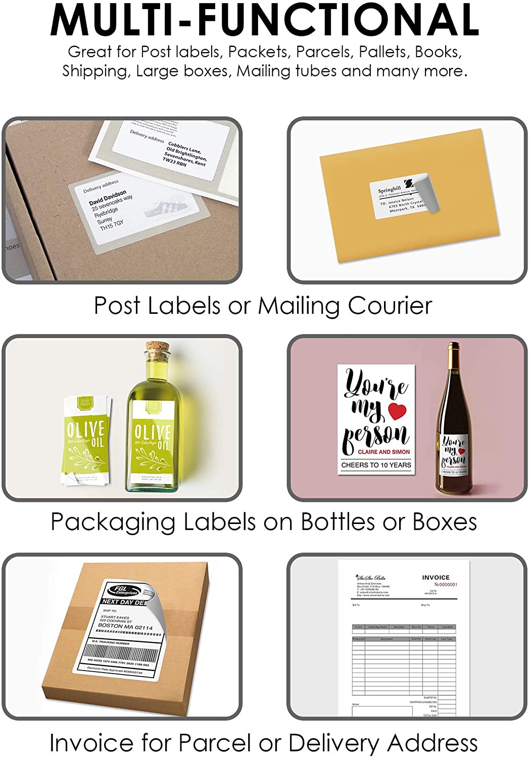 4 Labels Per A4 Sheet, 50 Sheets 200 Sticky Label, Printable Sticker Paper, iSOUL Matte Self Adhesive Address Mailing - Image 4