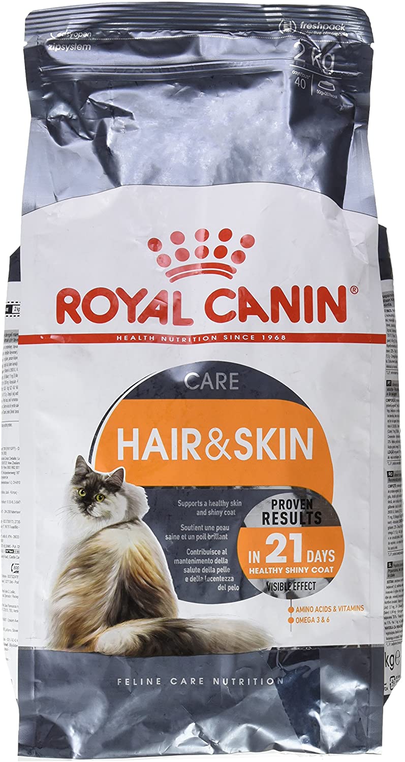 Royal Canin Cat Food Hair & Skin Care 33 Dry Mix 2kg, multicoloured, 2 kg (Pack of 1)