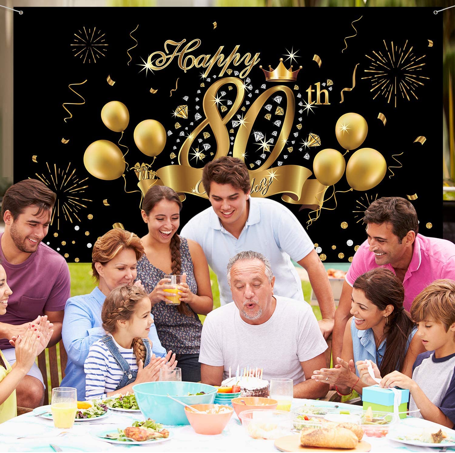 80th Birthday Black Gold Party Decoration - Image 4