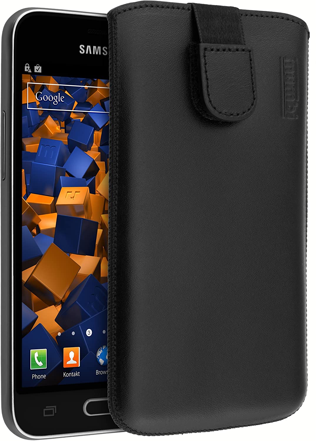 mumbi Genuine Leather Case with Tab Closure for Samsung Galaxy S4, Black