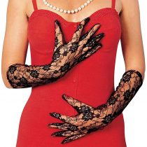 Lace 40cm Black Lace Lycra & Neon Gloves for Fancy Dress Costumes  Accessory