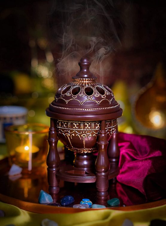 am Incense Burner Charcoal Bakhoor Burner Frankincense Resin - Height 7.28 Inches Lavish 4P Black - Image 2