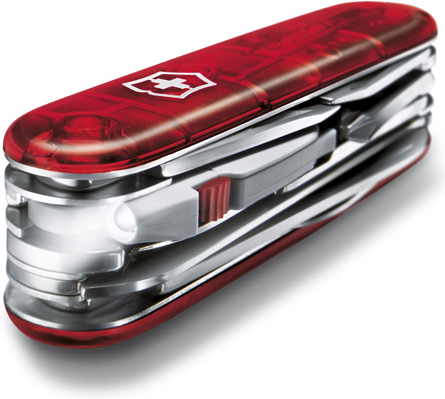 Victorinox Huntsman Lite Swiss Army Knife, Medium, Multi Tool, Camping Knife, 21 Functions, Blade, LED, Red Transparent - Image 3