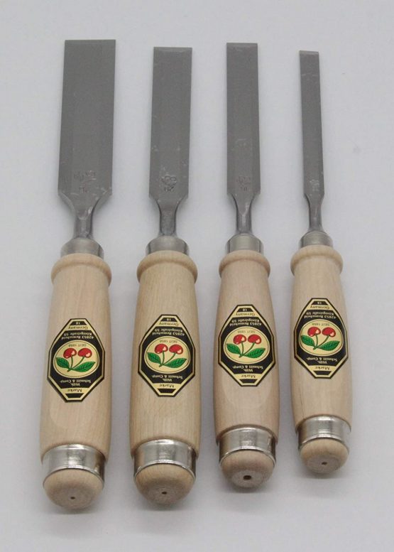 Kirschen 1181000 Firmer Chisel Set with Horn Beam Handle, Beige/Silver, Set of 4 Pieces - Image 2
