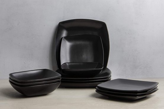 Creative Tops 5149357 Raven Black 12 Piece Dinner Set, Square, Ceramic, Service for 4 - Image 3