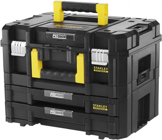 Stanley FatMax Tstak Combination Toolbox - 21.5 L Includes Box with 2 Drawers and Metal Clips - Pack of 1 - FMST1-71981
