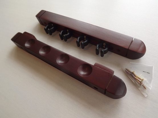 Nice attractive mahogany finish wooden 4 way 2 piece cue rack