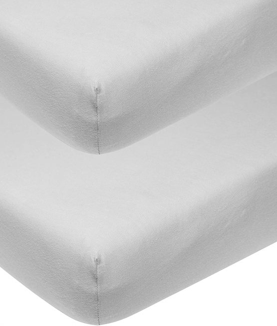 Meyco 563205 Jersey Fitted Sheet 2-Pack Baby Cradle Baby Bed 100% Cotton 40 x 80/90 cm Light Grey