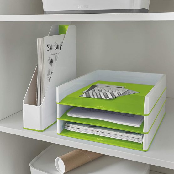 Leitz 53611054 A4 Letter Tray, WOW Range, White/Green - Image 3