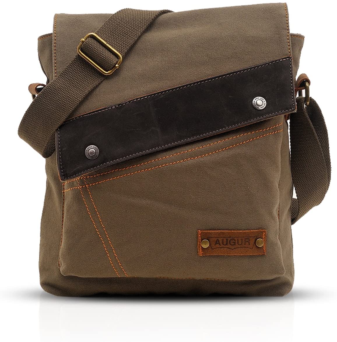 FANDARE Casual Shoulder Crossbody Bag Canvas Messenger Pack for 7.9 inch Tablet Men Woemn Satchel Schoolbag Briefcase for Men Women Commute College Campus Cycling Hiking Outdoor Travel Green