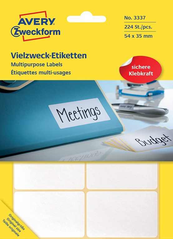 Avery Zweckform 3337 Universal Labels 28 Sheets 224 Labels 54 x 35 mm White