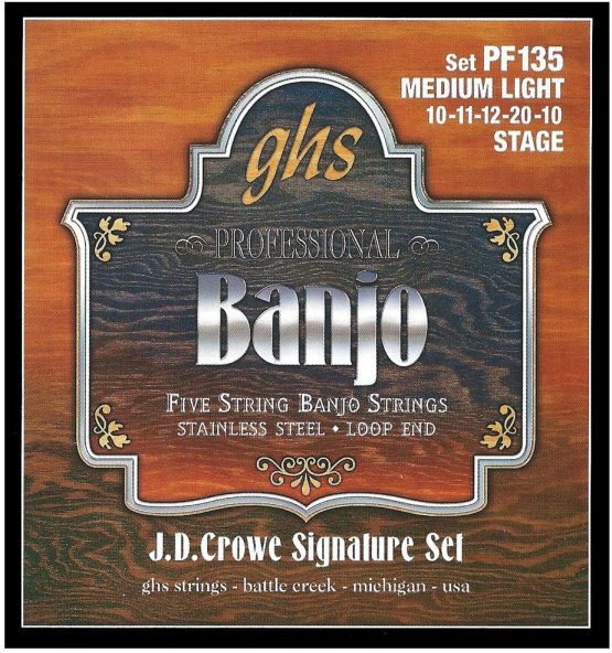 GHS BANJO >J.DE SIGNATURE< Stainless Steel String"STAGE" Set - PF135 - Medium Light