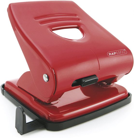 Rapesco PF827AR1 827 2-Hole Metal Punch - 30 Sheet Capacity - Red