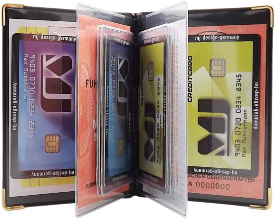 ID and Credit Card Holder with Metal Corners 10 Pockets (Design 1 / Black) - Image 3