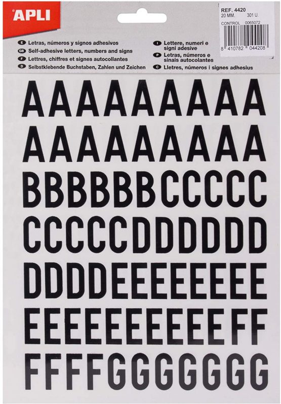 Apli Stickers Letters, Numbers and Signs, 20 mm