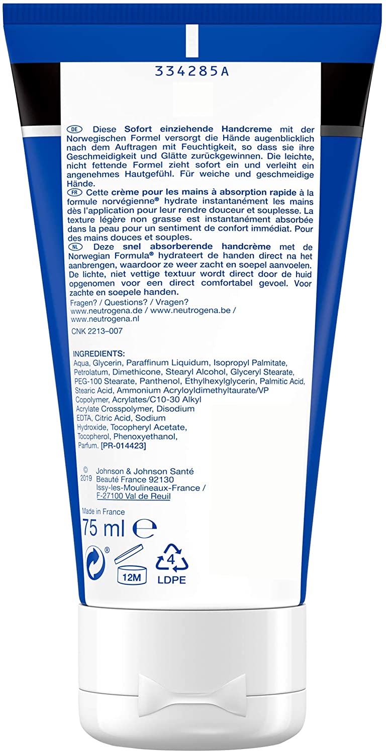 Neutrogena Norwegian Formula Instant Absorbent Hand Cream, 1 x 75 ml, 75 ml (Pack of 2) - Image 3