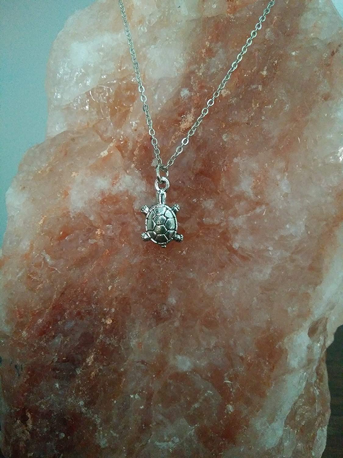 CrownOfRibbons Turtle necklace for women surfer pendant, beach jewellery, sea charm, silver, 52.5 cm - Image 2