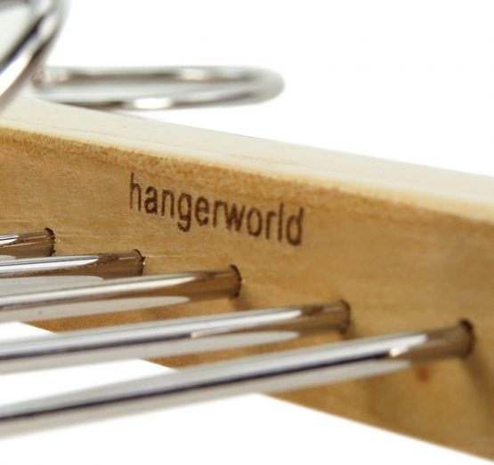 HANGERWORLD Natural Wooden Belt Tie Jewellery Accessory Space Saving Organiser Hanger with Metal Hook - Image 4