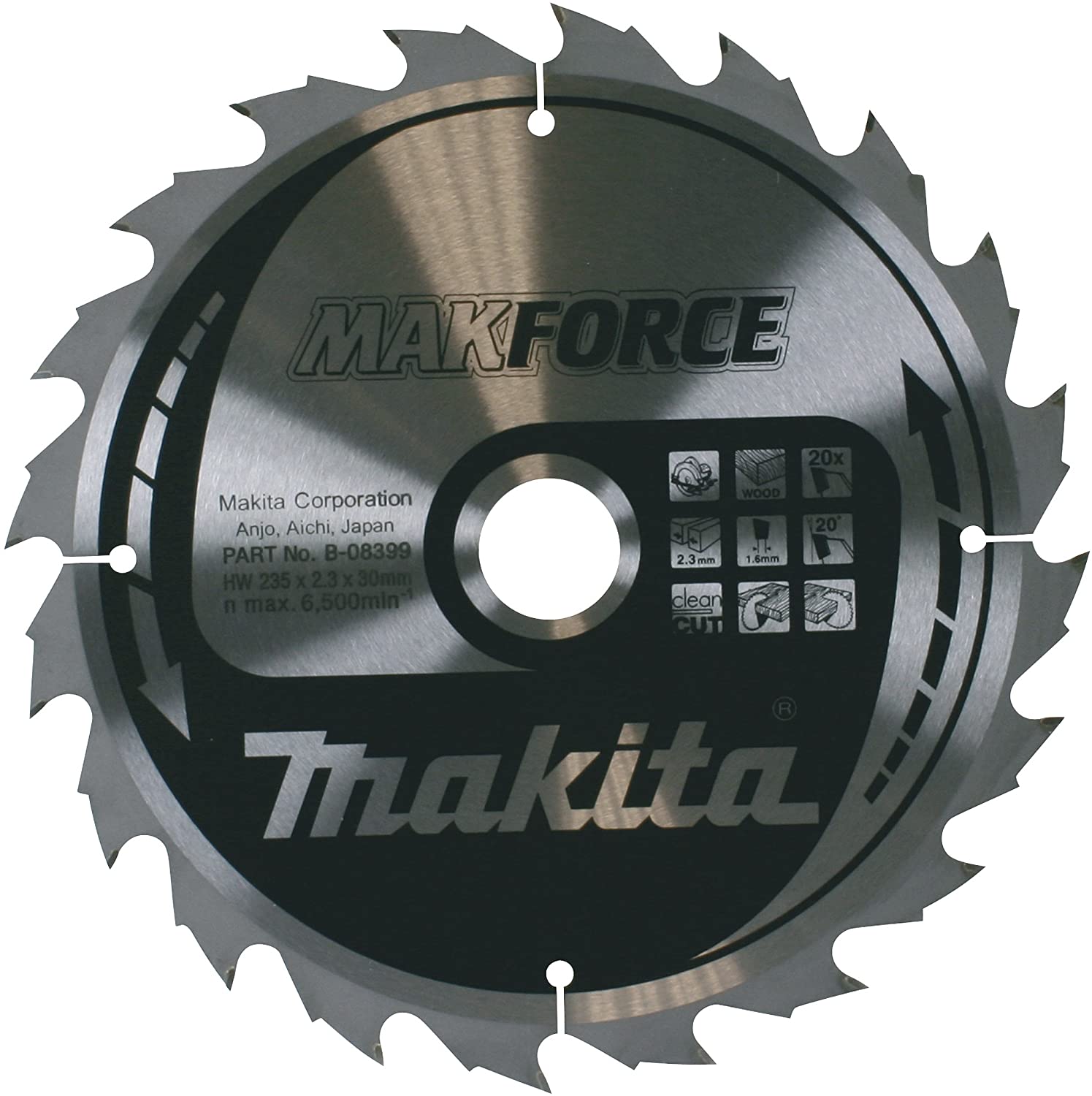 Makita B-32269 MAKFORCE TCT Saw Blade 235x30x20T, Black,Silver