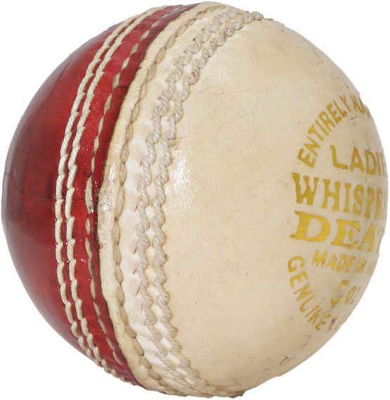 Opttiuuq Whispering Death Leather Cricket Ball. Half white half red. Alum tanned leather hand made. Pure Performance Products. MENS 5.5oz