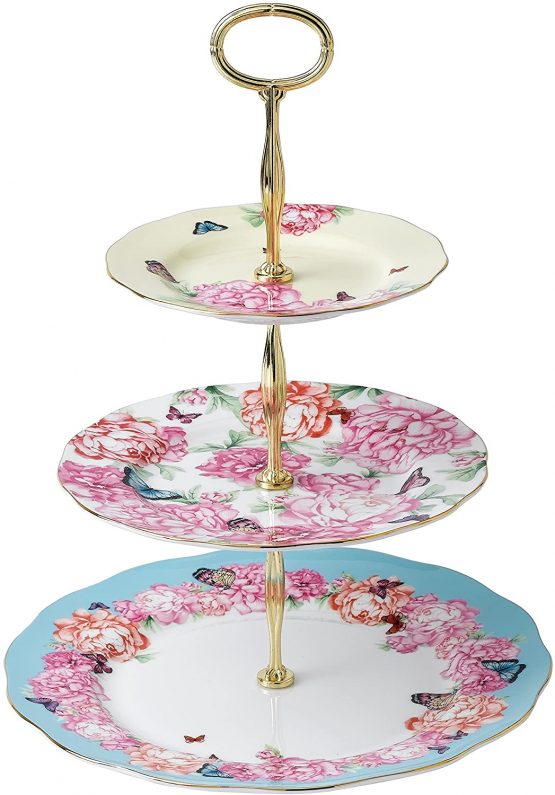 Royal Albert Miranda Kerr Friendship 40001833 3 Tier Cake Stand Joy, Grattitude & Devotion (16cm,20cm,27cm), Multi, Fine Bone China