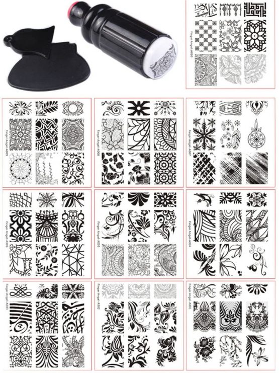 Finger Angel 10Pcs Nail Art Plates +1 Pcs Double Side Nail Stamper With 2Pcs Plastic Scraper Nail Art Image Stamp Stamping Plates Manicure Template Nail Art Tools - Image 4