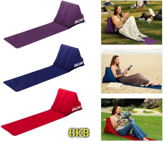 CKB LTD® The Chill Out Portable Travel Inflatable Lounger with Wedge Shape Back Cushion Outdoor - Perfect for Reading in the Garden Camping and Festivals