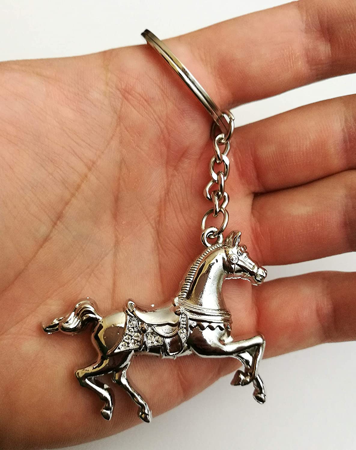 Eillwin Lovely Beautiful Horse Silver Color Keychain & Nice Adult Gift for Him, Silver-color - Image 3