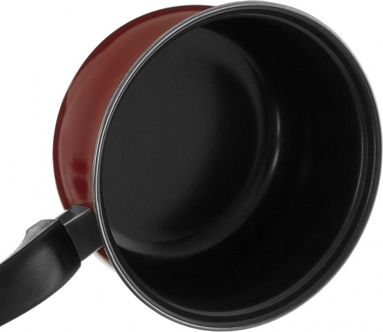 Premier Housewares Steel Pan Set Pots And Pans Sets Non Stick Kitchen Set Cooking Pans Steel Cookware Set Cookware Red 5 Piece - Image 4