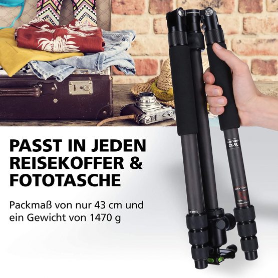 Rollei CT-5C + 52Q - Carbon Tripod with Ball Head - Max. Load: 8 kg - Monopod and Mini Tripod Function - ARCA SWISS Compatible - Black - Image 2