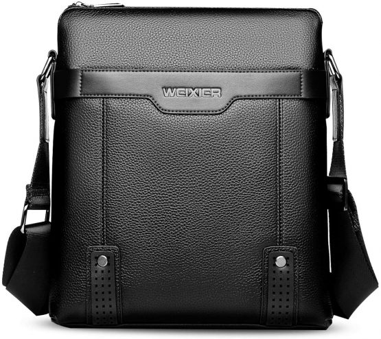 FANDARE Men's Shoulder Bag Messenger Crossbody Satchel Office Work Bag Fits iPad 9.7 inch Tablets Waterproof Travel Bookbag Black
