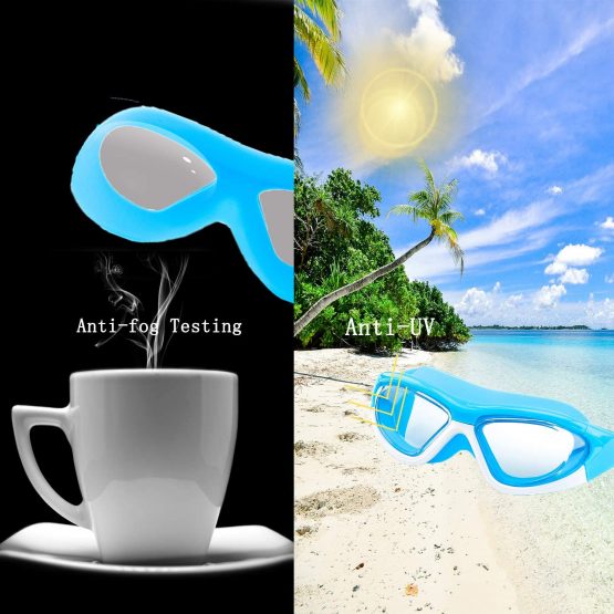 Big Frame Wide-Vision Swim Goggles for Children Girls Boys(Age 6-15 years old), Premium Polarized Kids Swimming Goggles Diving Mask Anti Fog No Leaking UV Protection-with FREE Case,Nose Clip Ear Plugs - Image 2