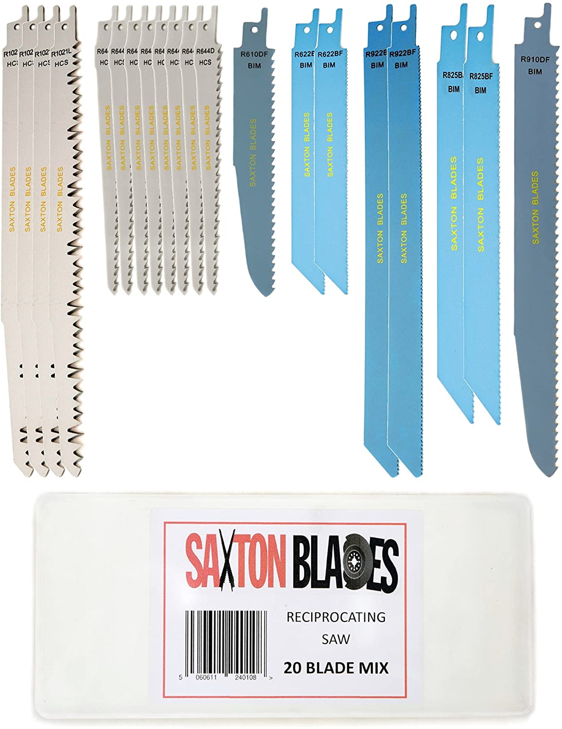 RPR20MXA Saxton 20 Blade Reciprocating Sabre Saw Combo Wood Metal & Demolition Compatible with Bosch, Dewalt, Makita