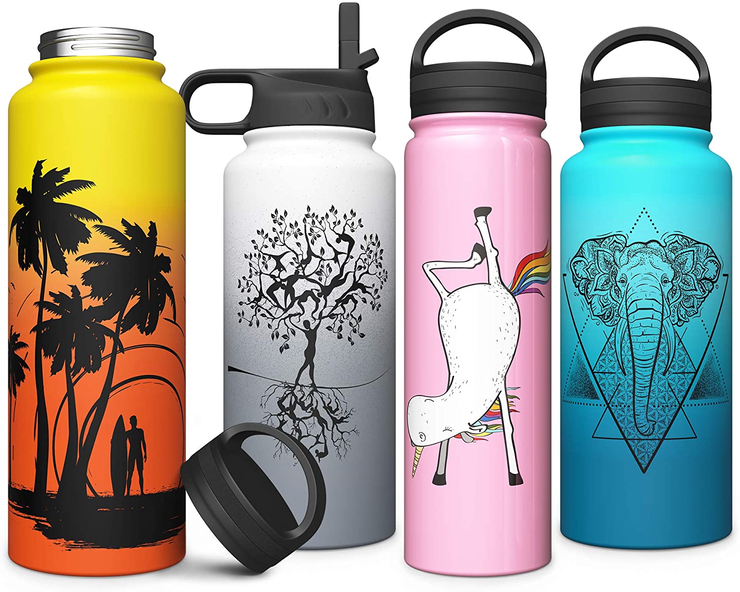 Involve & Evolve Insulated Water Bottle with 2 Lids (Straw Lid ...